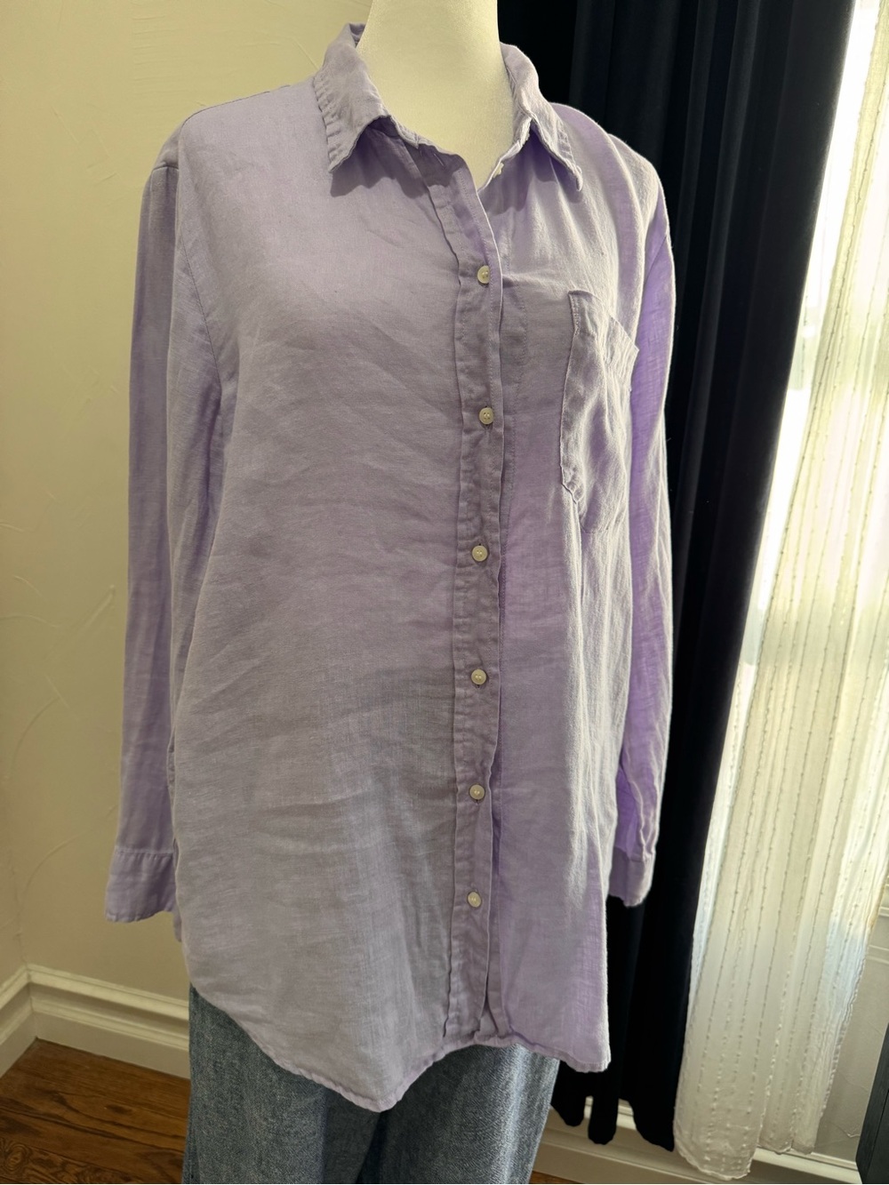 Lavender Button-Up Linen Shirt